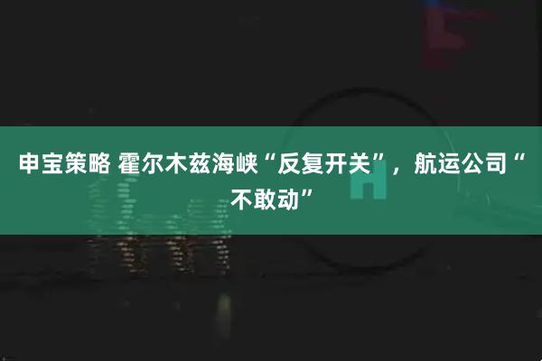 申宝策略 霍尔木兹海峡“反复开关”，航运公司“不敢动”